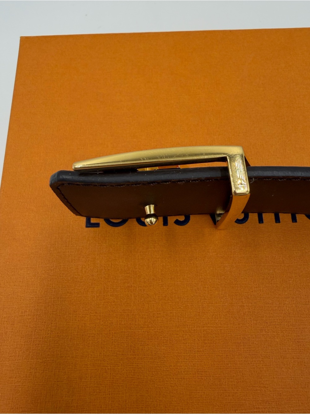 Louis Vuitton Initiales Monogram Reversible Canvas Belt Gold LV Buckle 80/32 - Picture 7 of 12